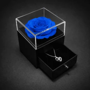 Royal Blue Rose With Necklace
