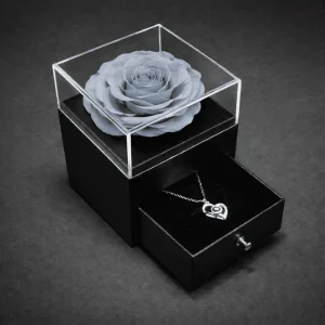 Grey Rose With Necklace